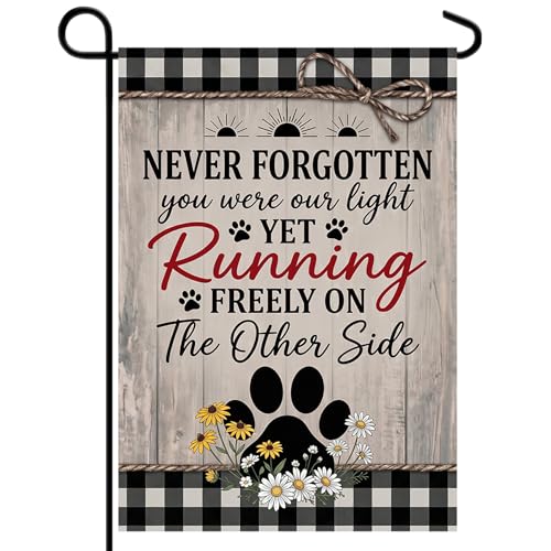 American Dog Patriotic Garden Flag Double Sided, USA Heart Paw Print Red White Blue Stripe Outdoor Yard Flag Porch Lawn Entryway Dog Mom Dad 4th of July Home Decor Gift