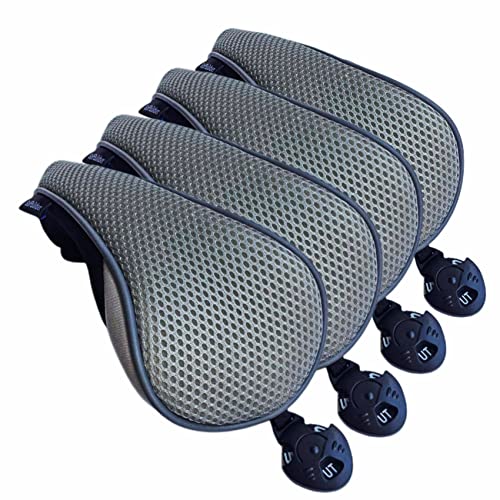 Grey Golf 4Pcs Golf Hybrid Head Covers Set Rescue Headcovers Utility Club Protective With Interchangeable Number Tag #2 3 4 5 6 Ut #TOP4