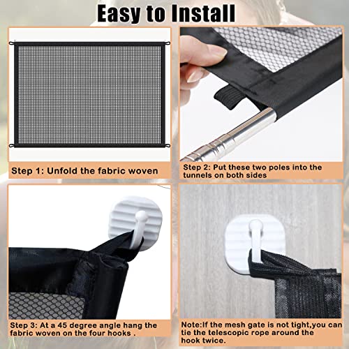 Mesh Gates For Kids Or Pets, Magic Pet Gate For The House, Portable Baby Puppy Safety Fence Guard For Stairs And Doorways, Easy Install Anywhere, 43" W X 30" H, 8 Hooks #TOP4