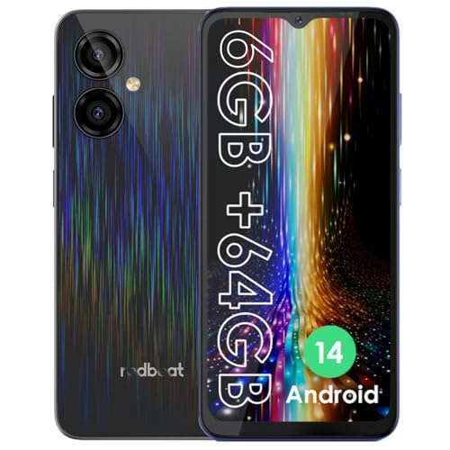 redbeat D5 Unlocked Android 14 Cell Phones 8-core 1.6GHz Processor 6.52 Inch IPS, 5000mAh, 6GB RAM 64GB ROM Expandable 1TB, 13MP + 5MP Camera, Dual 4G SIM Slots, GPS, Type-C, WiFi, Bluetooth 5.0