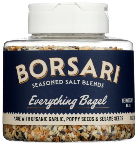 Borsari Everything Bagel Seasoning Blend with Garlic, Onion, Poppy and Sesame Seeds, 3.7 oz