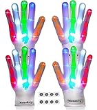 The Noodley 2 Pair Kids LED Light Up Gloves Gifts for Children Boys and Girls Glow Christmas Stuffer Boy Toys
