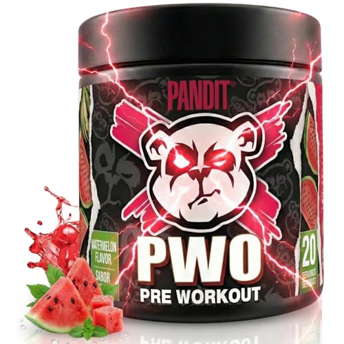 Pandit Pre entreno | Más Óxido Nítrico con Creatina Monohidratada | Preentreno Fuerte con Cafeína | Pre Workout Gimnasio en Polvo | Monohidrato de Creatina | Beta Alanina (240g, Sandía)