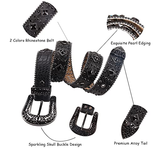 Rhinestones Belt For Men Women, Mingsun Western Cowgirl Bling Studded Vintage Leather Belts Sparkling For Jeans Pants Dresses #TOP1