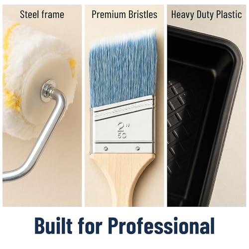 Bates- Paint Roller Kit, 19 pcs, Roller Set with Microfiber Sleeves & Frame, Tray, Angled Brush & Foam Brush, Paint Scrapers and More for Walls, Cabinets, Interior, Exterior, House Painting Supplies by Bates Choice - Image 3