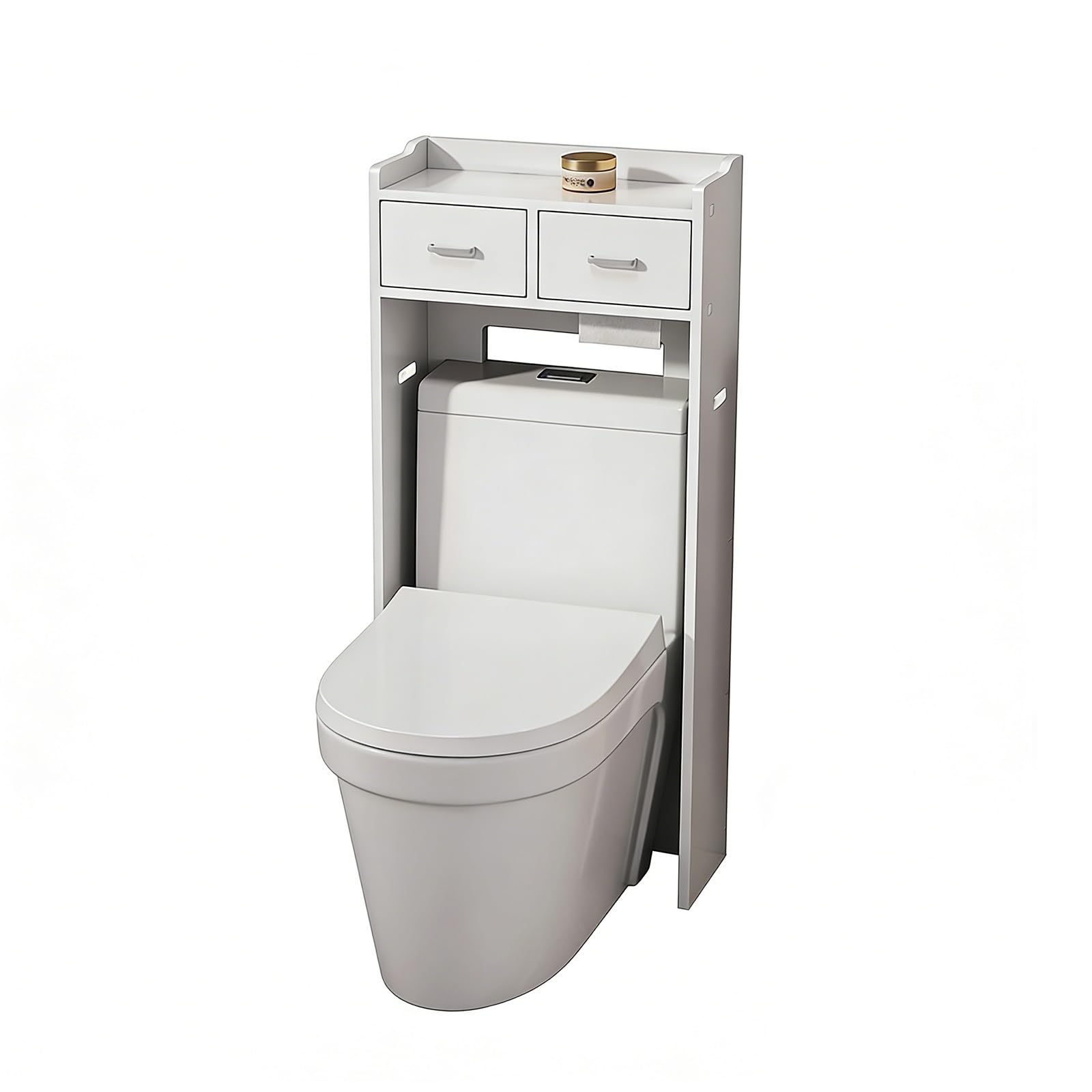 Armadietto sospeso sopra il WC, scaffale in legno con ante in acrilico, nizer per bagno, mensola salvaspazio da mettere sopra il WC (47,8 x 110 cm)