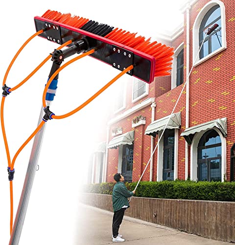 Cepillo de limpieza de ventanas de 3 a 12 m para limpiar postes fotovoltaicos y paneles solares (cepillo de 50 cm, poste plateado de 4 m)