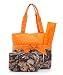 Quilted Orange And Natural Camo Print Monogrammable 3 Piece Diaper Bag With Changing Pad Tote Bag