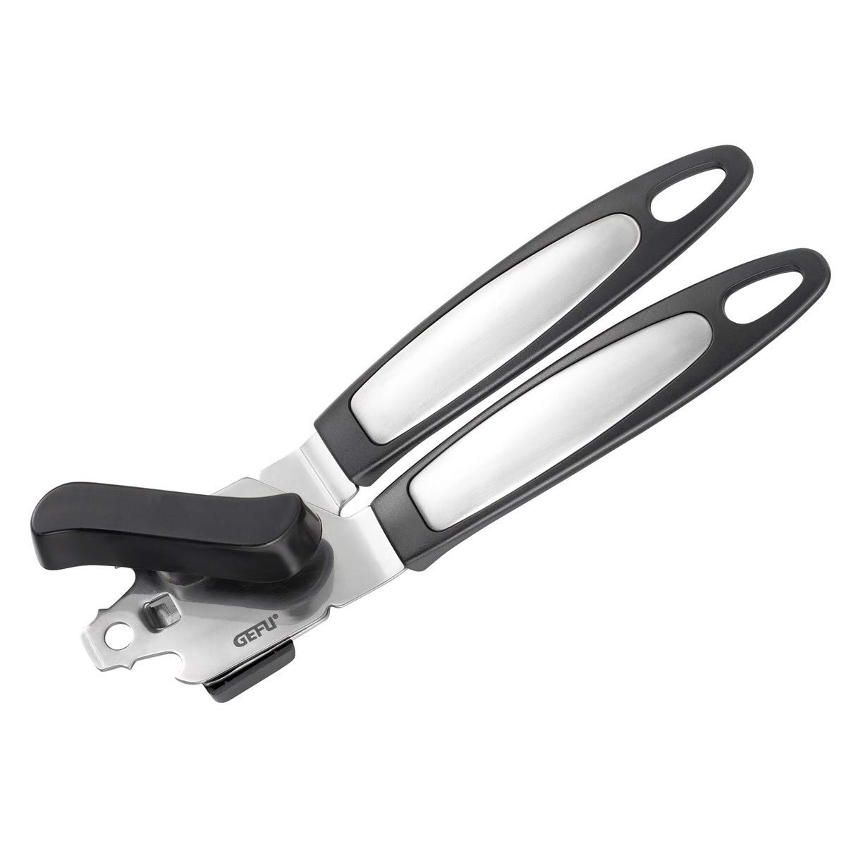 Can Opener by GEFU – 21.5 x 5.9 x 5.5 cm, Stainless Steel, Black, Silver, Model GF12390