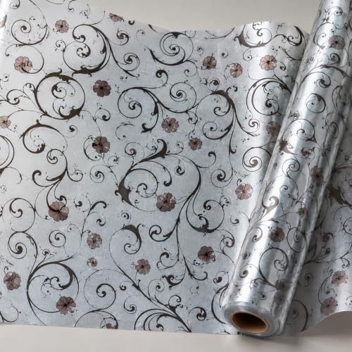 Image of Self Adhesive Window Privacy Film for Glass Windows & Doors | UV Blocking, Heat & Glare Reduction | Decorative Frosted Glass Film Easy to Apply (Antique Floral Swirl Pattern, 12X26 Inch)