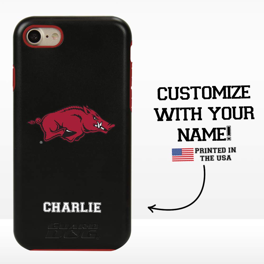 Guard Dog Collegiate Hybrid Case for iPhone 7/8/SE – Personalized – Arkansas Razorbacks – Black
