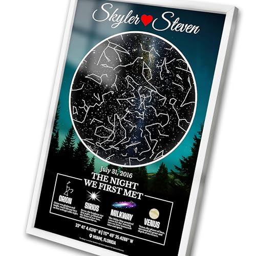 Custom Star Map Gift for Couples, Personalized Glass Night Sky, Where We Met Constellation...