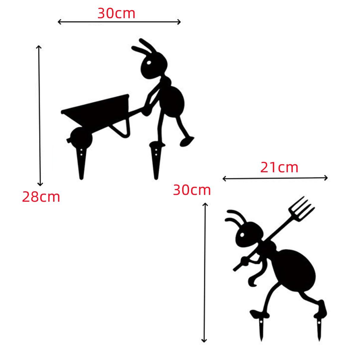 QBMYCN Ant Metal Garden Stakes Decorative,2 Pack Black Ant Silhouette Statues,for Yard Garden - Image 2