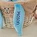 Personalization Universe Personalized Classic Easter Basket – Embroidered Blue & Tan Bunny Basket Liner – Custom Kids Easter Gift – Hand-Woven Willow Basket with Folding Handle