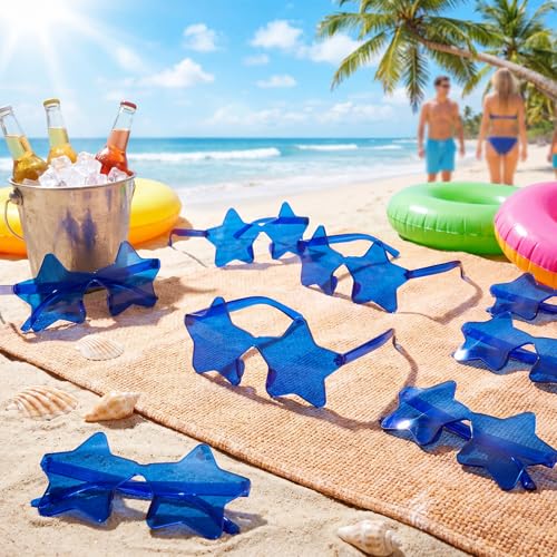 Image of Kanayu 200 Pair Star Shaped Rimless Sunglasses Transparent Star Candy Color Pentagram Glasses for Adult