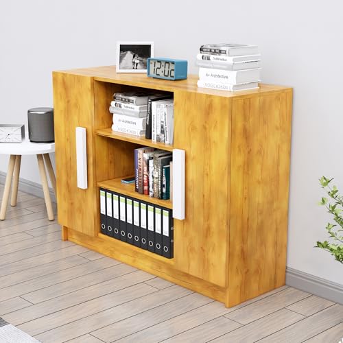 Image of Bniture Storage Cabinet Wooden Sideboard for Living Room with 3 Shelf and 2 Door | Multipurpose Book Shelf Storage Organizer Cabinet for Office Home Hallway Drawing Room Bedroom | Giant Wood