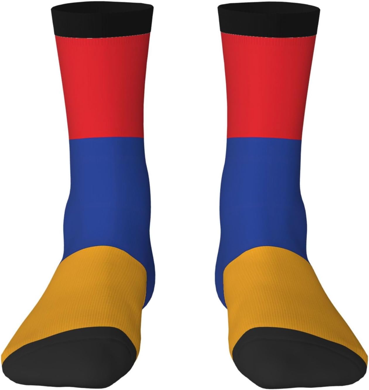 Flag of Armenia Unisex Crew Work Cushion Socks Long Athletic Running Socks Workout Breathable Socks