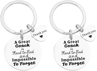 FY 2pcs Coach Keychains Sports Coach Gifts for Men Women Thank you keychains for Football Basketball Baseball Swimming Soccer coach
