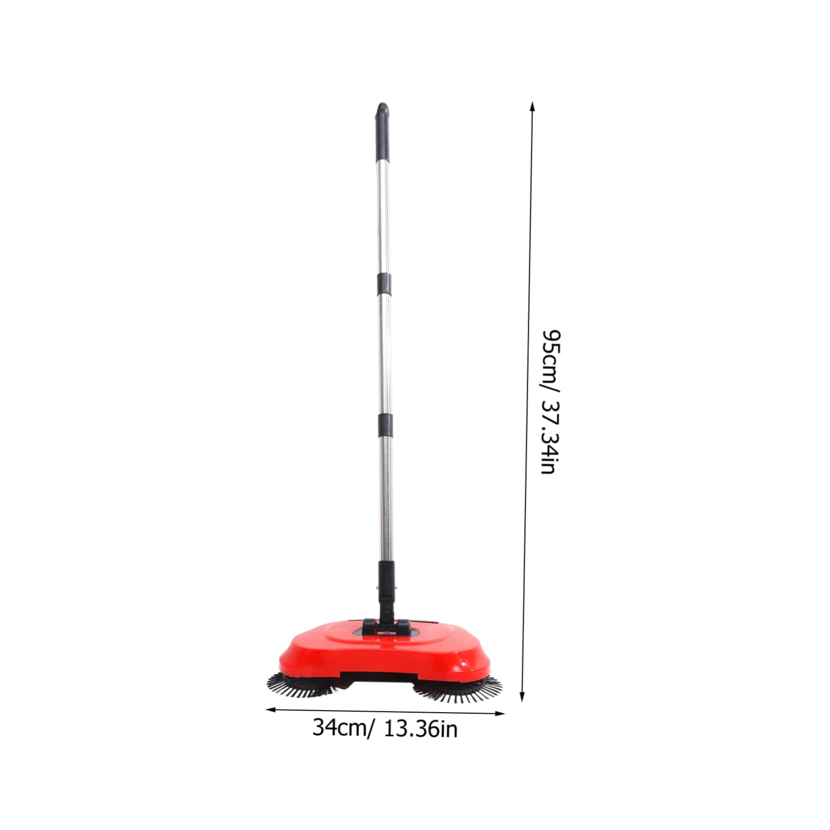 Barredora Manual con Cubo de Basura y Mop Rotativo Escoba para Limpieza de de Abs y Acero Inoxidable Ajustable y Rotativa para Pisos Duros Rojo