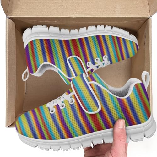 Boys Sneakers Kids Running Shoes Girls Mesh Fitness Shoe Indoor Training Sneaker Lightweight Outdoor Sports Athletic Tennis Shoes for Little Kid/Big Kid Rainbow Pattern2