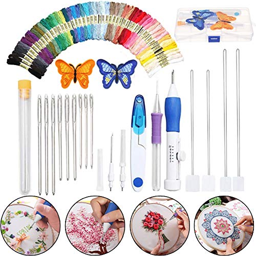 Onewell Conjunto de ferramentas artesanais de kit para bordado com agulha para costura de bordado, i