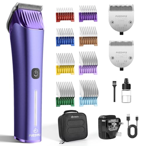 FuzzyFix Dog Grooming Clipper with 5-in-1 Blade and Metal Guide Combs
