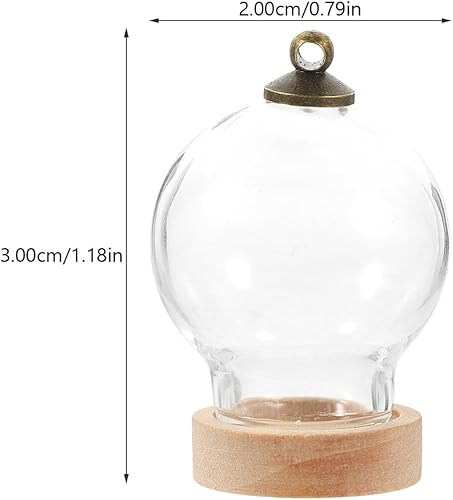Miniatura 7 de HOMSFOU Retro Decor 3 piezas de cristal Cloche Bell Jar Display Dome con base de madera, mini botellas de vidrio, cúpula de vidrio transparente,