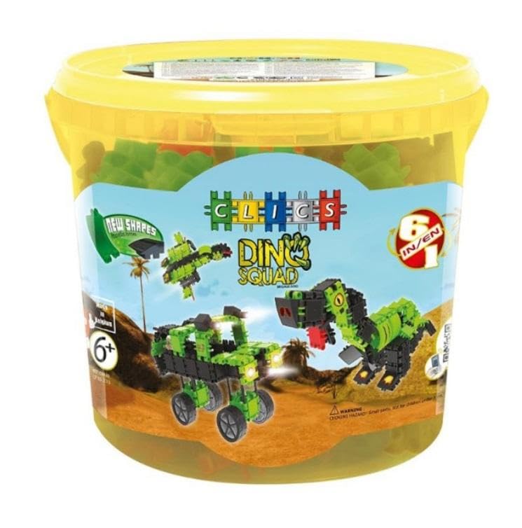 Clics Dino World construction toys for children from 3 years, creative educational toys in a 151 piece set, building blocks for girls and boys, Montessori STEM toys, durable toys