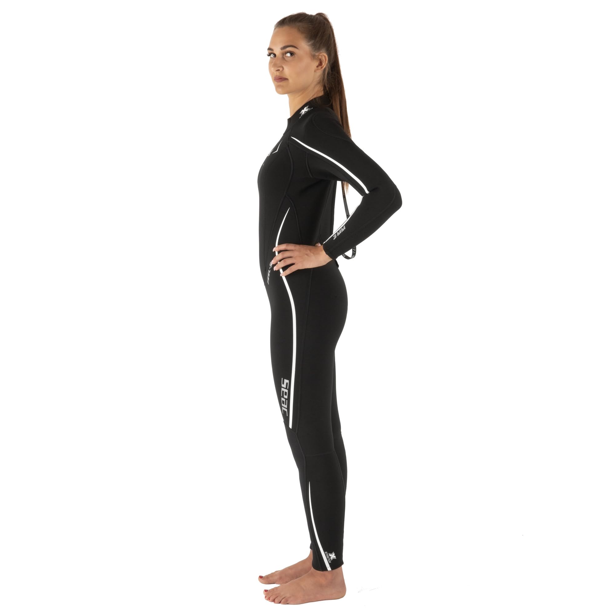 SEAC Feel-S Lady 3mm – Traje de Neopreno para Mujer de 3 mm UltraStretch con Cremallera Trasera YKK, Costuras Flatlock y Rodilleras reforzadas – Traje para Buceo, Snorkel y apnea