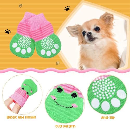COYUN 16 Stück Indoor Anti-Rutsch Socken für Hunde, Paw Protectoren Hundesocken, Hundesocken Pfotenschutz, Drinnen Warme Haustierschutz für Kleine