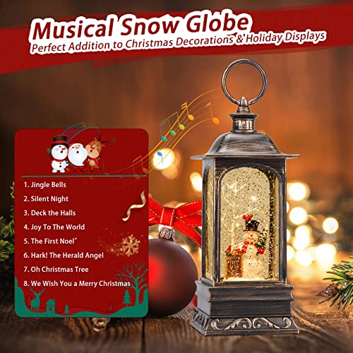 image for HOLYHOM Christmas Snow Globe Lantern, Musical Snow Globe with Swirling