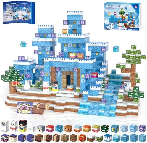 Kryzomat Magnetische Bausteine 150 PCS, Magnetbausteine Eiswelt Thema | Magnetic Building Blocks ab 3 Jahre, Magnetic Blocks für Kinder Jungen Mädchen, Magnet Spielzeug, Geschenk f