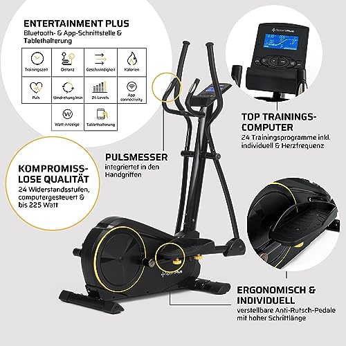 SportPlus Crosstrainer für zuhause - leiser Ellipsentrainer mit Magnetwiderstand und Trainingscomputer - platzsparend & gelenkschonend mit 24 Widerstandsstufen - Heimtrainer bis 150 kg belastbar – Bild 5