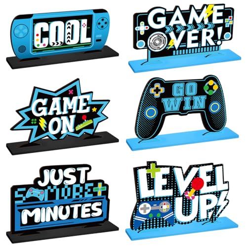 Geetery 6 Pcs Video Game Party Centerpieces Wood Level up