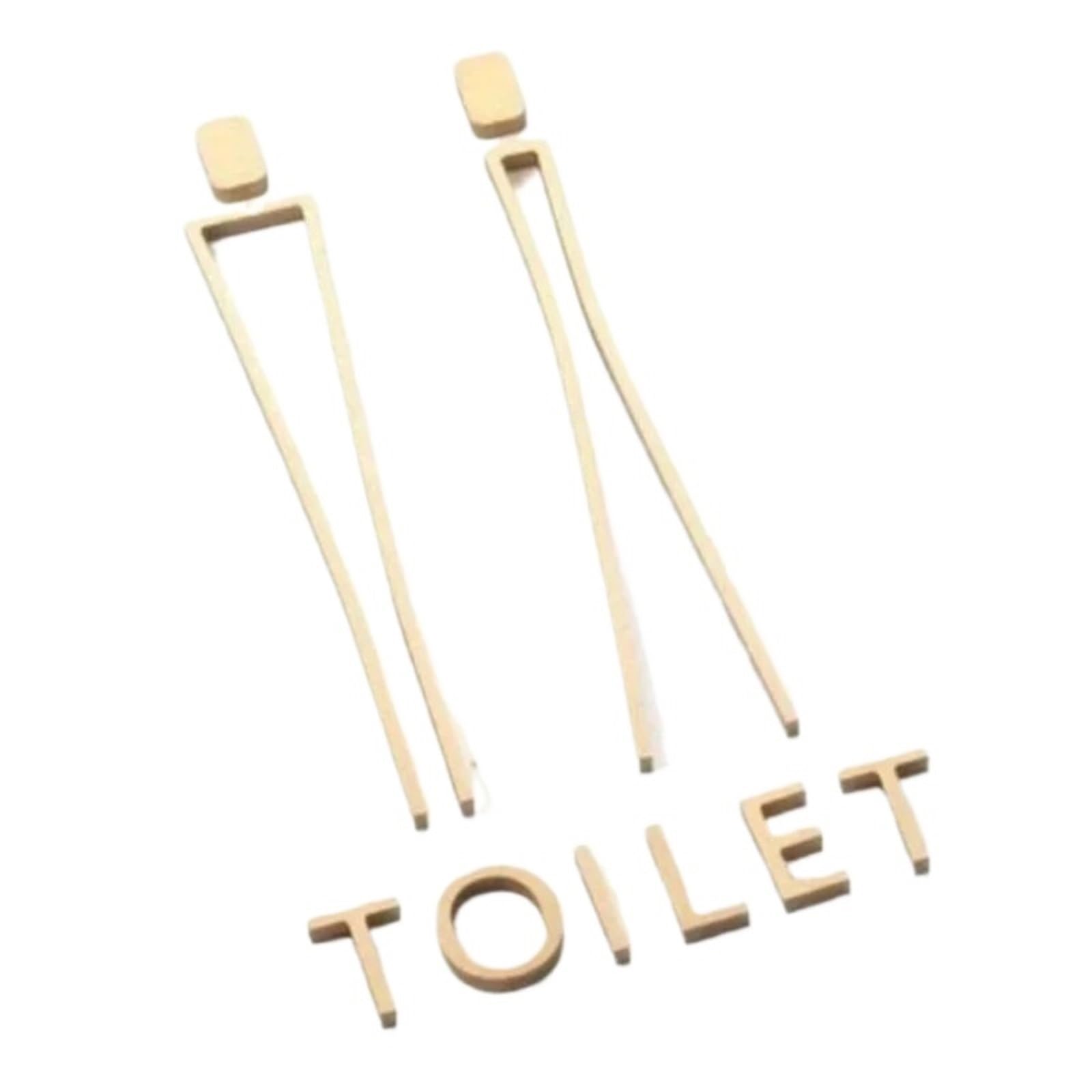 Toilet Sign Metal Washroom Signage - Design For Restrooms & Bathrooms, Distinctive Door Logos With Sleek Finishes(Gold)