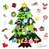O-Kinee Árbol de Navidad de Fieltro, 3.3ft DIY Christmas Hanging Tree Set con 30 Piezas Adornos, Regalos Colgantes de Navidad de la Pared para Las Decoraciones de la Navidad, Verde