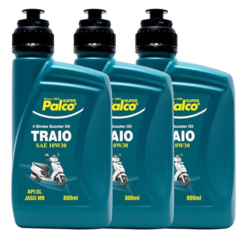 Image of PALCO Traio 10W30 Engine Oil for Scooters 800 ml (Pack of 3) Multigrade Synthetic Technology 4 Stroke Engine Oil for Scooty - API: SL JASO MB Certified