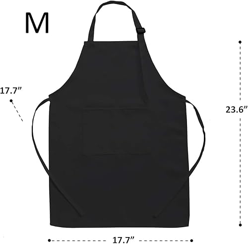 Miniatura 3 de Paquete de 6 delantales negros para niños y sombrero de chef, juego de delantales de pintura ajustables con bolsillos para niños, niñas y niños,