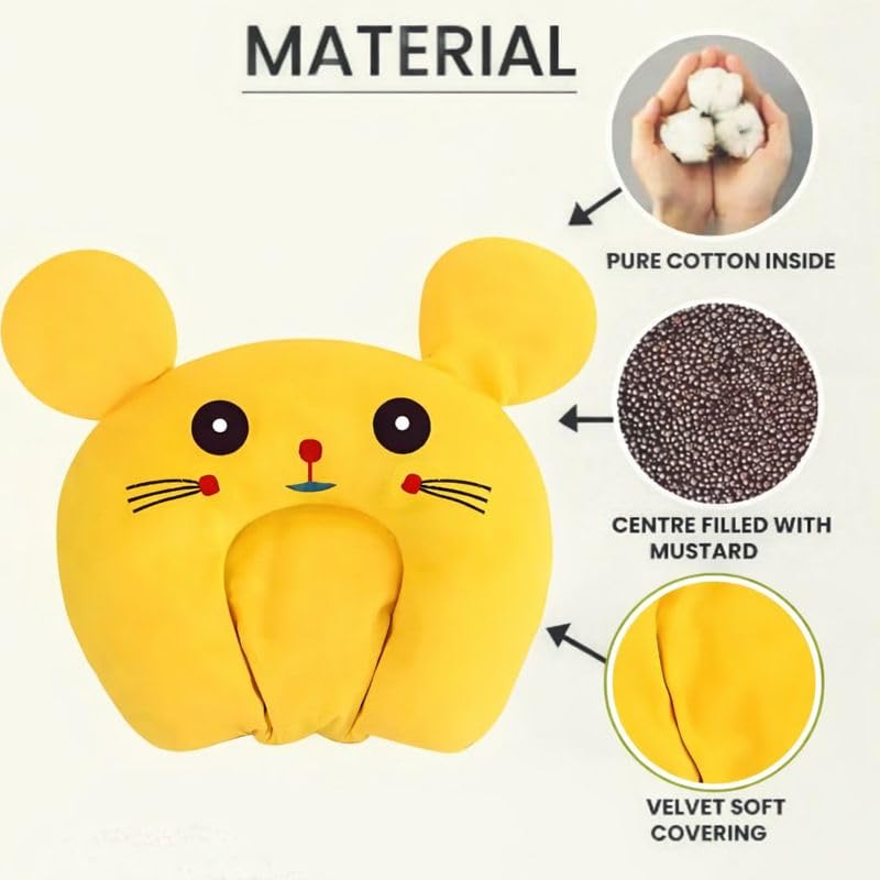 Image of Baby Pillow Combo Set for Newborns & Infants | Toddler Pillow Head Support Cushions with Plush Side Rollers for 0-12 Months