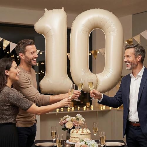 Image of Number Balloons for Birthday Decorations - 40 Inch Large Party Balloons 1, Cream Foil Number Balloons for Boys Girls, Balloons for Party Supplies