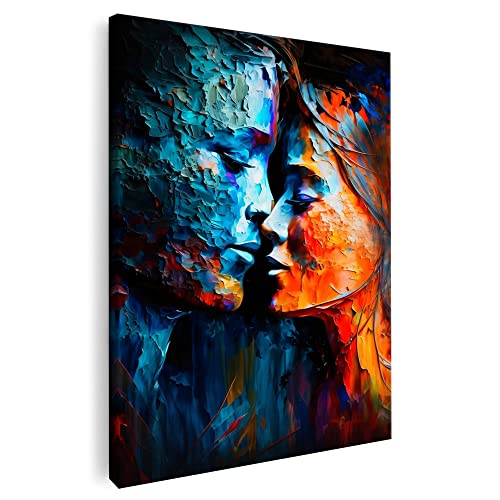 Artmazing | Kuss Bild | Cooler Wohnzimmer-Kunstdruck | XXL | Hochformat