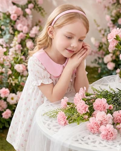 Image of Kucnuzki Baby Girl Clothes Cute Spring Summer Sun Dresses Toddler Casual Puff Sleeve Floral Dress Girls Summer Outfits