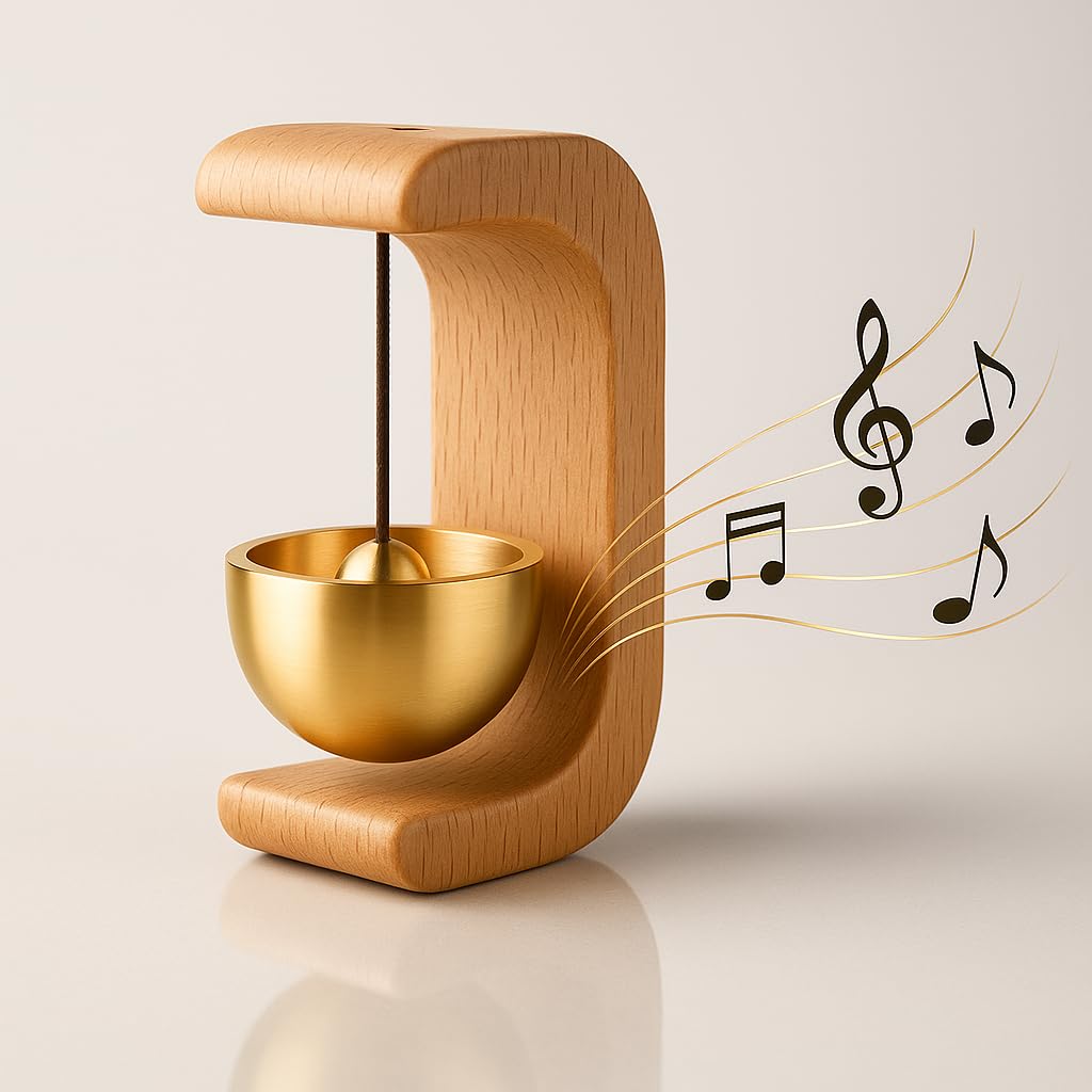 GT GALA TIME Classic Shape Wooden Magnetic Door Bell with Brass Gong, Elegant Wooden Door Chime Ghanti, Easy No Drill Magnetic Installation, for Festive-picture-22