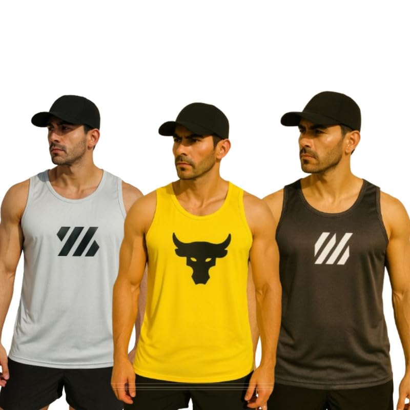 Pack of 3 Sando For Men Men’s Sleeveless Round Neck Vest – Pack of 3, Polyester Fabric, Quick Dry Gym & Casual Wear Gym Fit Pack of 3 premium-quality sleeveless vest-picture-44