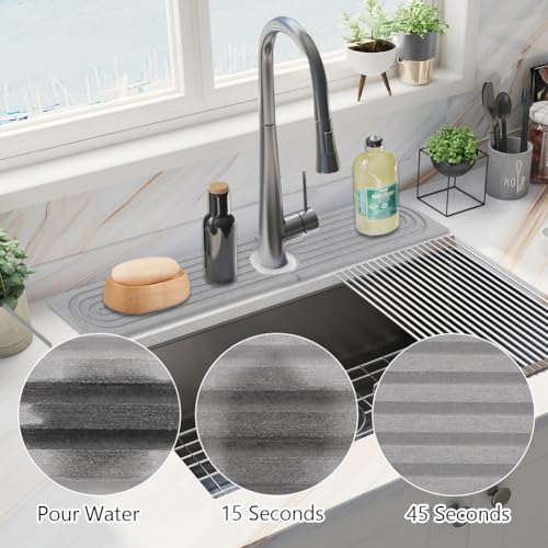 Tapis de séchage pour pierre diatomite Joyzan gris de 61 cm pour évier
