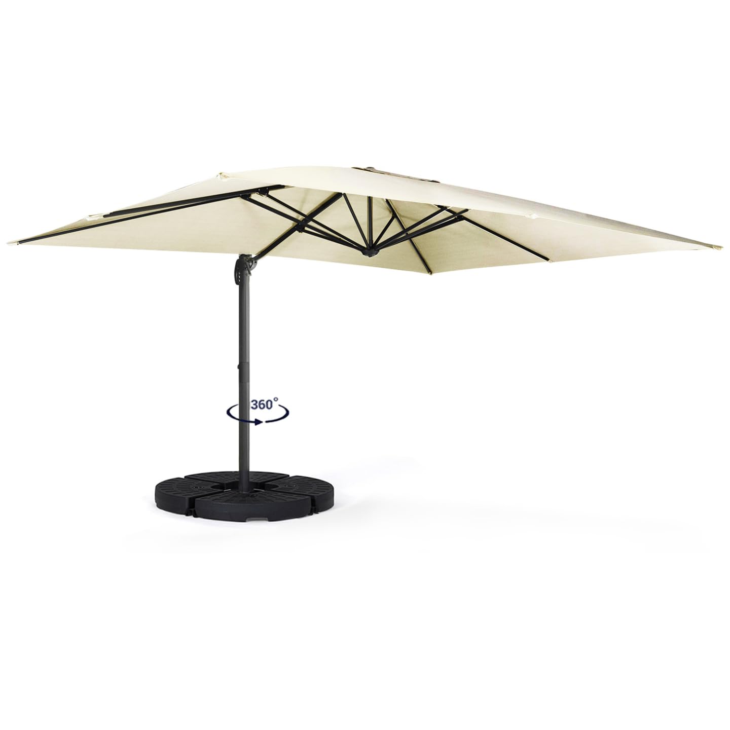 IDMarket - Parasol déporté inclinable Rotatif 360 Calvi écru 3x4 M