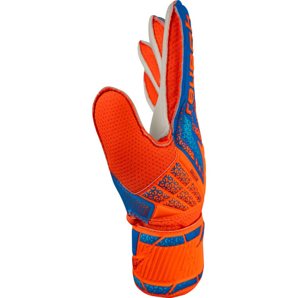 Reuch Keeper Gloves Attract Freegel Silver Junior Soccer Keeper Gloves [2290] Hot Orange/Blue 6 5562515-2290_6 5562515
