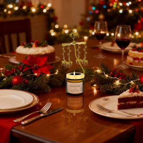 Rancco Tea-Light Candle Christmas Carousel (Gold Color) - image 5