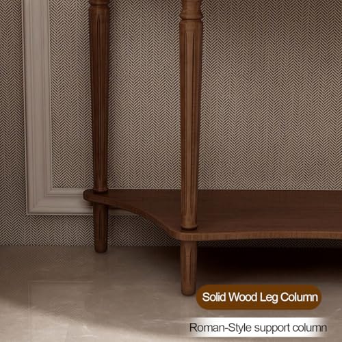Mesa consola de entrada semicircular en madera natural para un recibidor sofisticado 6
