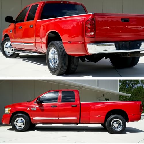 Image of 4pcs 17inch Protective Polished Stainless Steel Dually Wheel Simulators Fit for 2003-2018 Dodge Ram 3500 2003-2009 Ram 2500, Bolt On Wheel Cover with Removable Centre Cap Hubcaps 708DR